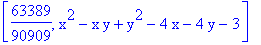 [63389/90909, x^2-x*y+y^2-4*x-4*y-3]
